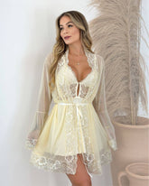 Conjunto J’adore Camisola + Calcinha + Robe em Tule e Renda